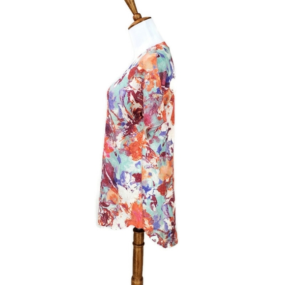 Soft Surroundings Late Bloom Floral Top Medium Watercolor Artsy Fall Teacher - Picture 3 of 11